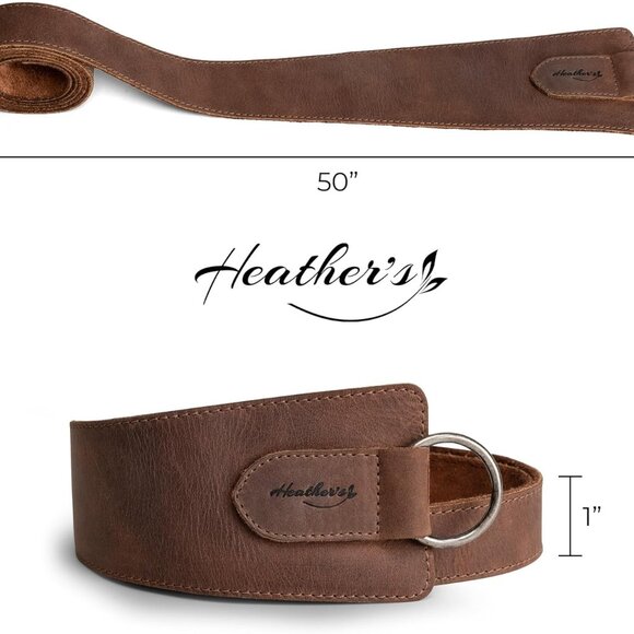 Women's Leather No-Buckle Waist Belt with Ring Handmade for Formal Occasions - Picture 4 of 5